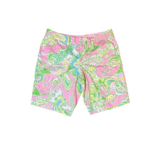 Lilly Pulitzer Avenue Shorts Size 4 Pink Green Paisley Print Cotton - Picture 1 of 8